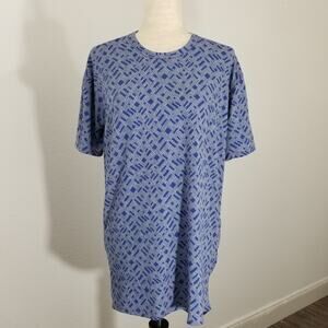 Lularoe Irma Womens Tunic Top Abstract Geometric Blue XS
